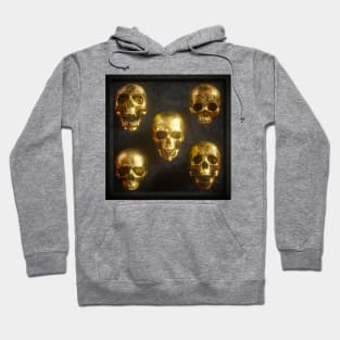 Golden skulls Halloween decor , Spooky art , Horror-themed print , Spine-chilling home decoration and apparel , Gothic Halloween design T-Shirt Hoodie